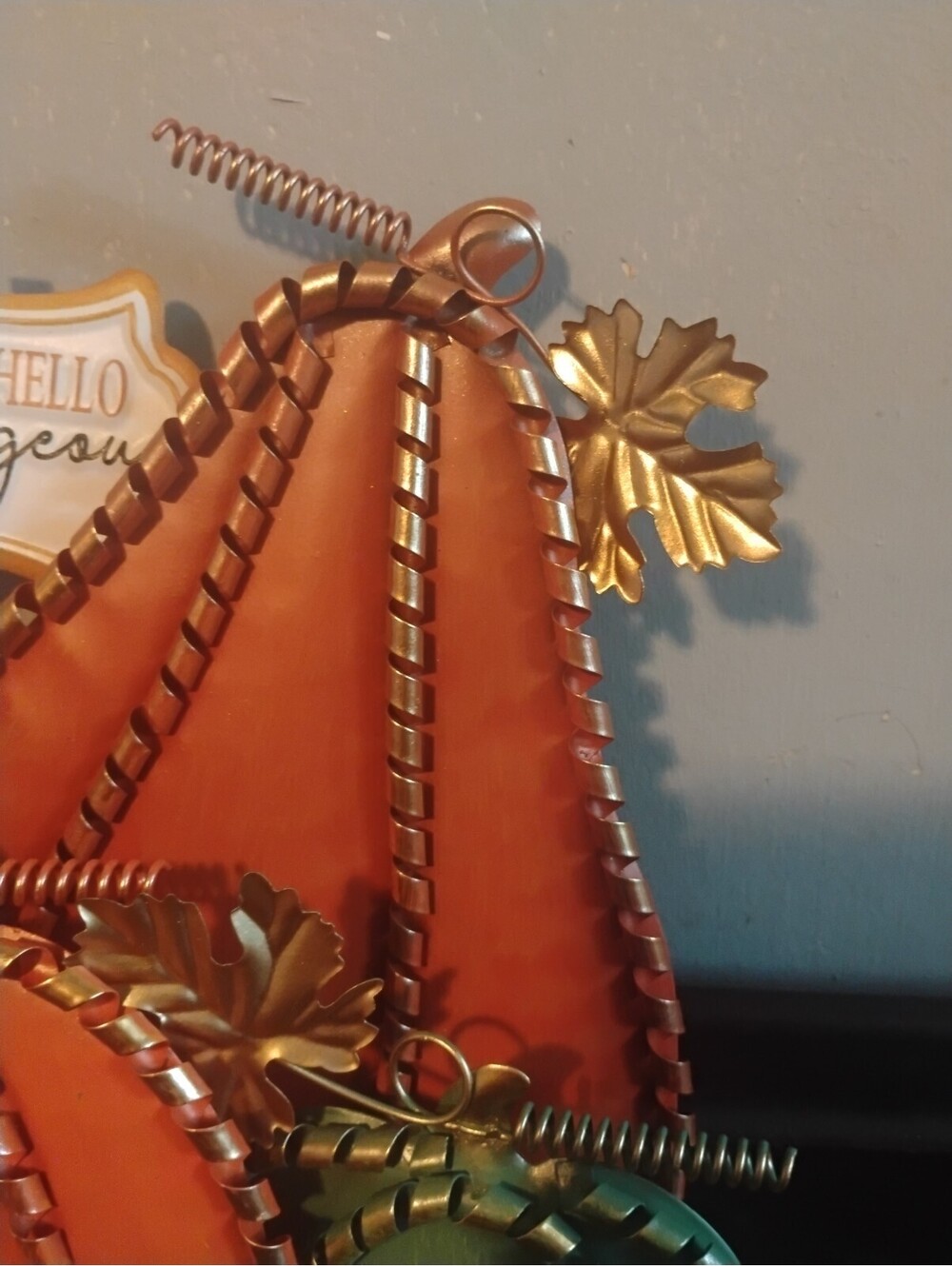 Fall "Gourd-geous" Metal & Wood Pumpkin Thanksgiving Decor Tabletop Sign - Picture 6 of 7